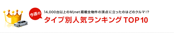 14,000台以上のMjnet掲載全物件の頂点に立ったのはどのクルマ！？